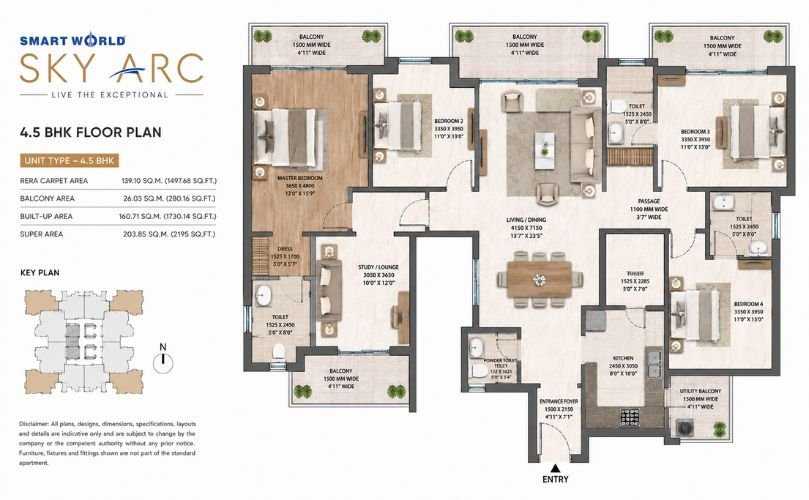 Smartworld Sky Arc 4.5 BHK Floor Plan