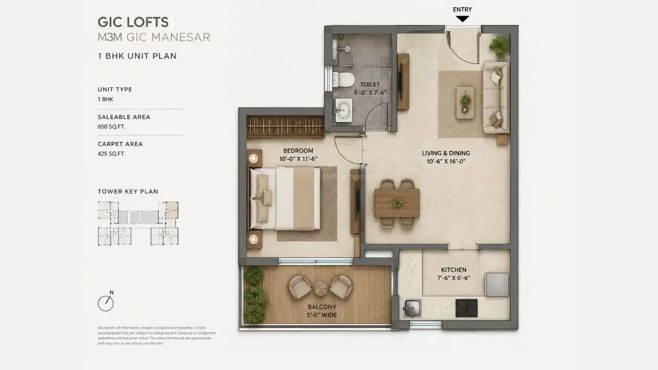 Smartworld GIC Lofts Manesar 1 BHK Floor Plan