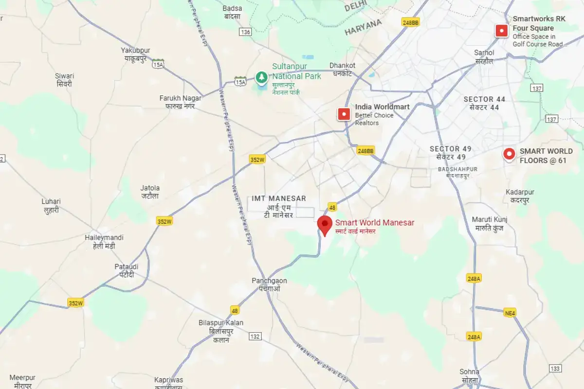 Smartworld Floors Manesar Location Map