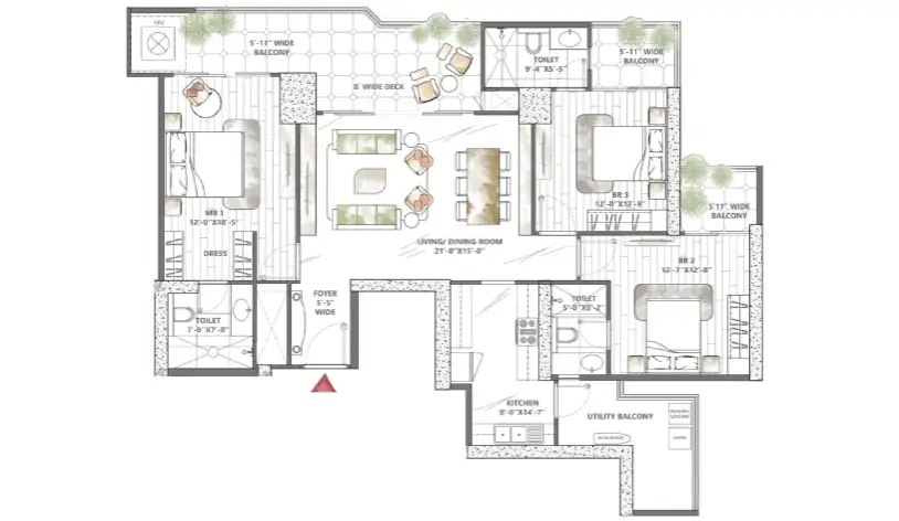 smartworld-sky-arc-3bhk-floor-plan
