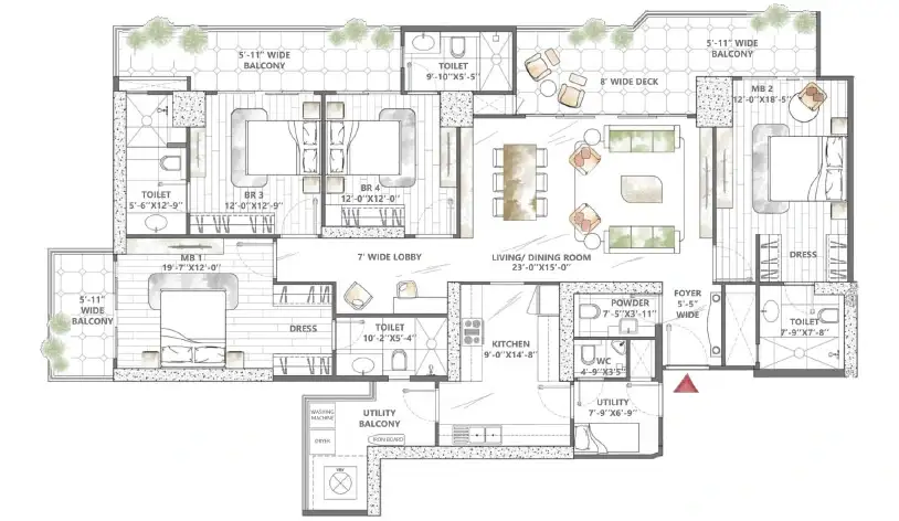 smartworld-sky-arc-4.5bhk-floor-plan